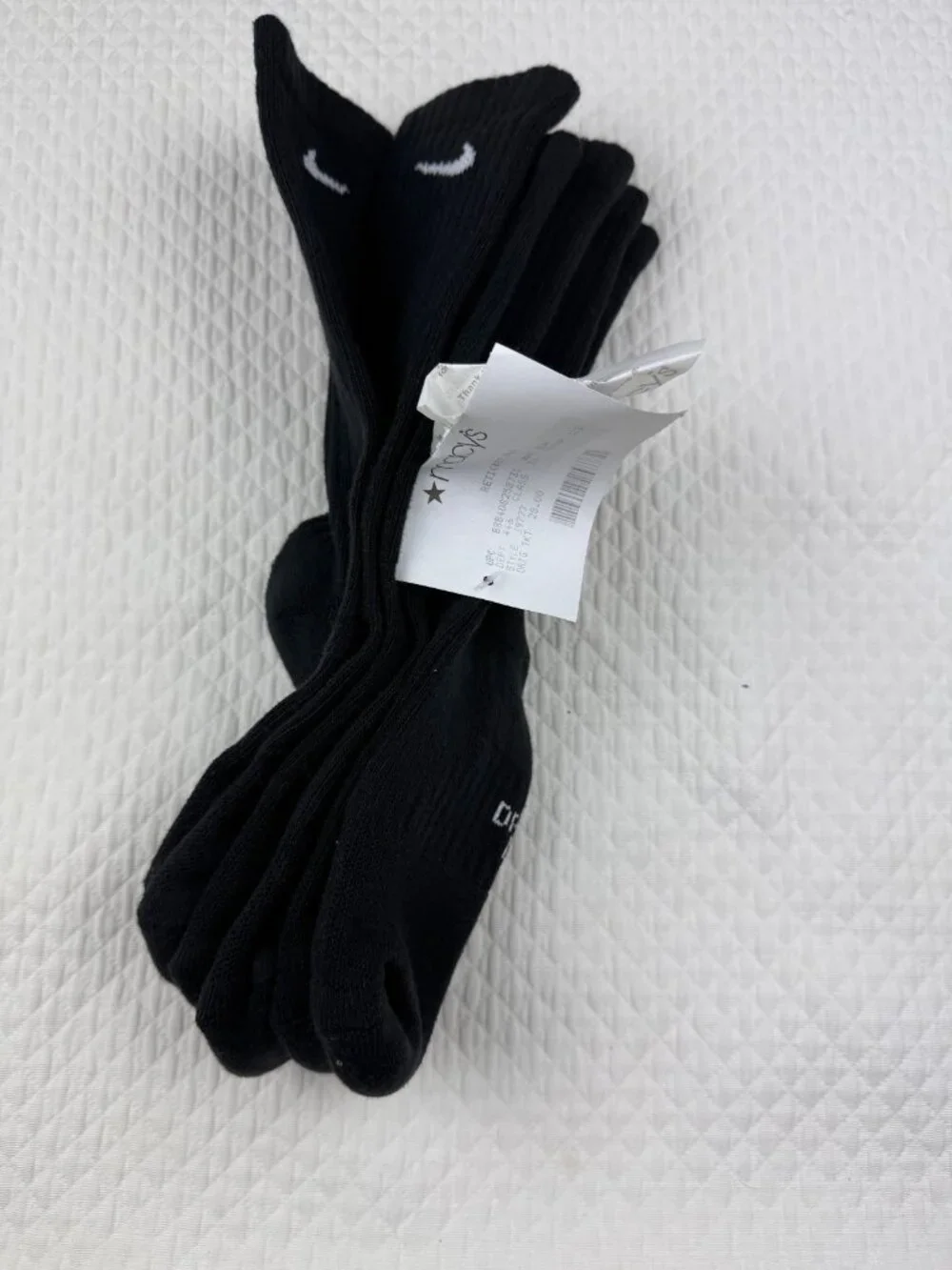 Nike 3 Pairs Everyday Cotton Cushioned Crew Socks Black Medium Men 6-8 Yth 5Y-7Y